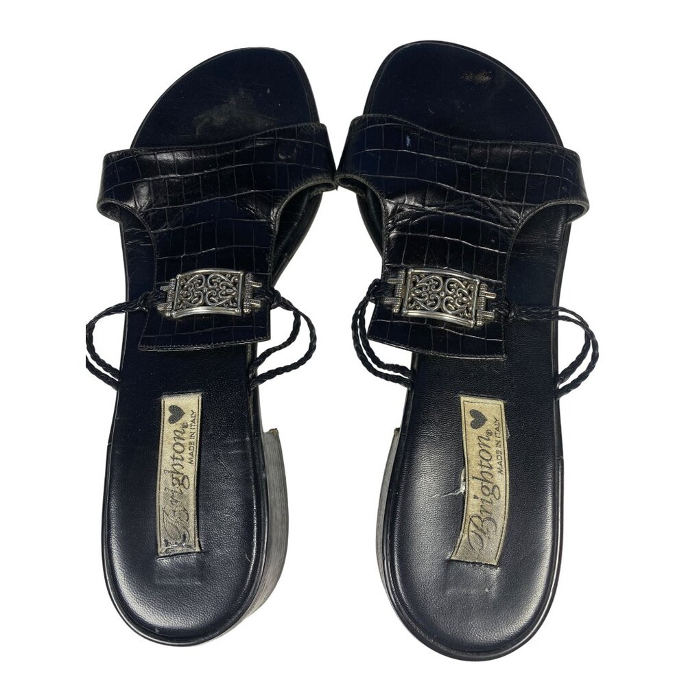 Brighton Mavis Slide Sandal in Black Crocodile Women's 10 - Picture 11 of 14